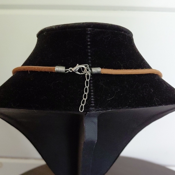 Bohemian Pink Bone Pendant Necklace with Tan Cord - Picture 6 of 7